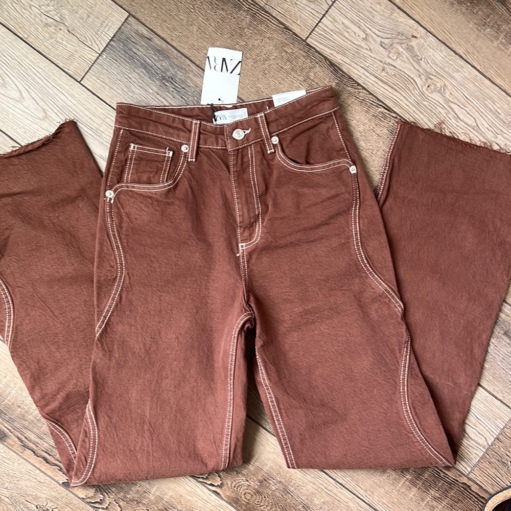Zara Brown Wide Leg Jeans - High waisted - Women’s Size 0